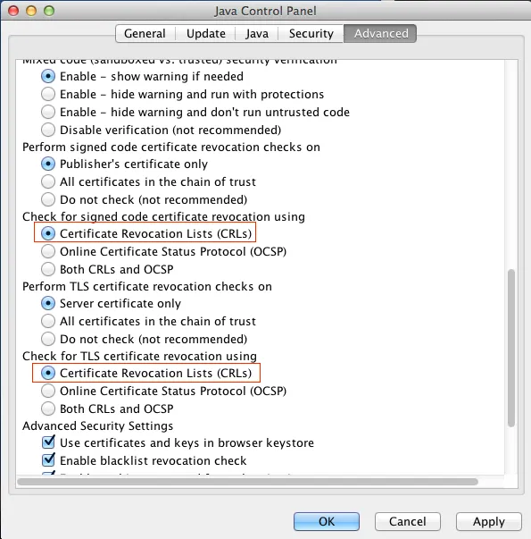 Disable OCSP in Java