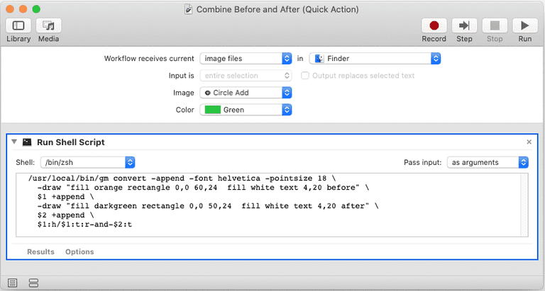 Combine Before and After in Automator
