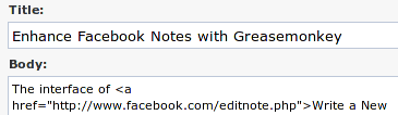 The UI of Write a New Note in Facebook