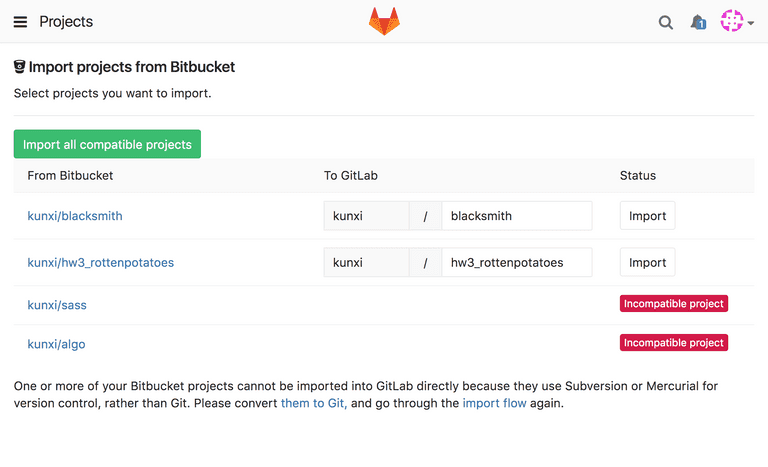 Import Bitbucket Project